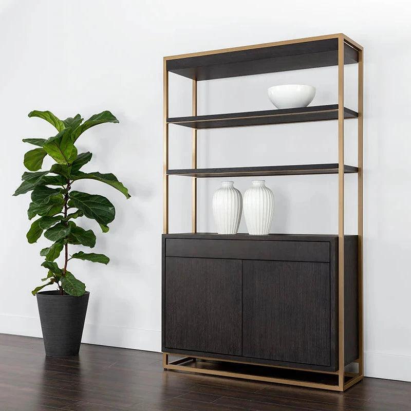 Baldessara Steel Frame Dark Brown Etagere-Etageres-SUNPAN-LOOMLAN