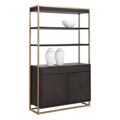 Baldessara Steel Frame Dark Brown Etagere-Etageres-SUNPAN-LOOMLAN