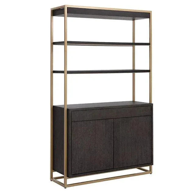 Baldessara Steel Frame Dark Brown Etagere-Etageres-SUNPAN-LOOMLAN