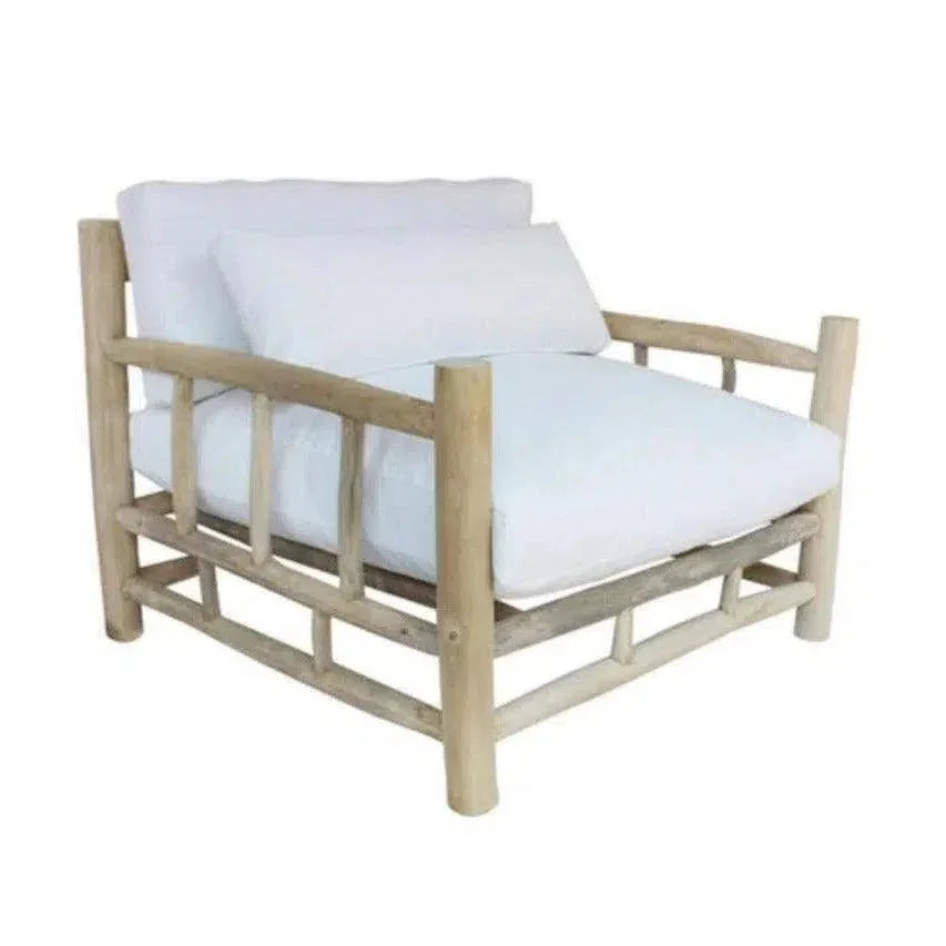 Bali Outdoor Patio Lounge Chair Teak Olefin Cushion-Outdoor Lounge Chairs-Artesia-LOOMLAN