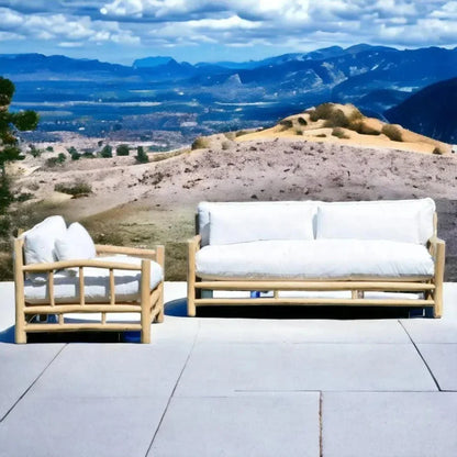 Bali Outdoor Patio Lounge Chair Teak Olefin Cushion-Outdoor Lounge Chairs-Artesia-LOOMLAN