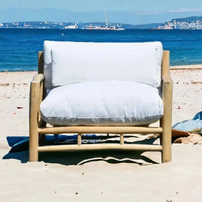 Bali Outdoor Patio Lounge Chair Teak Olefin Cushion-Outdoor Lounge Chairs-Artesia-LOOMLAN
