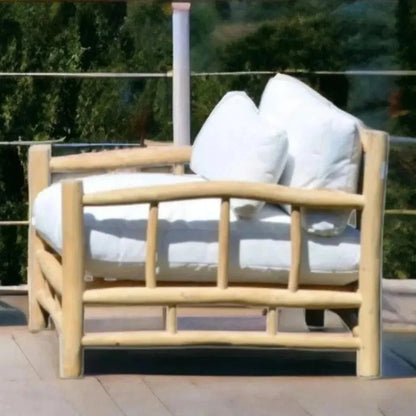 Bali Outdoor Patio Lounge Chair Teak Olefin Cushion-Outdoor Lounge Chairs-Artesia-LOOMLAN