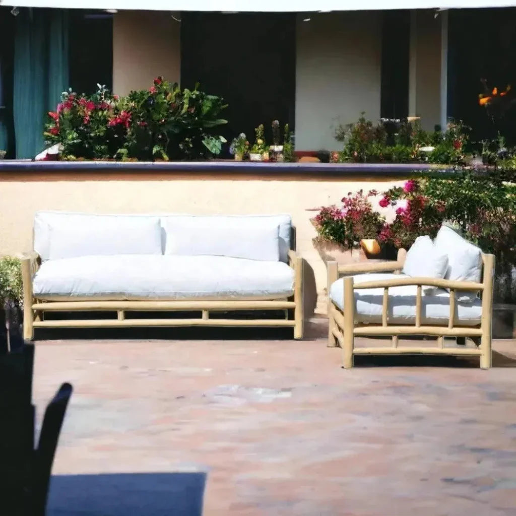 Bali Outdoor Patio Lounge Chair Teak Olefin Cushion-Outdoor Lounge Chairs-Artesia-LOOMLAN