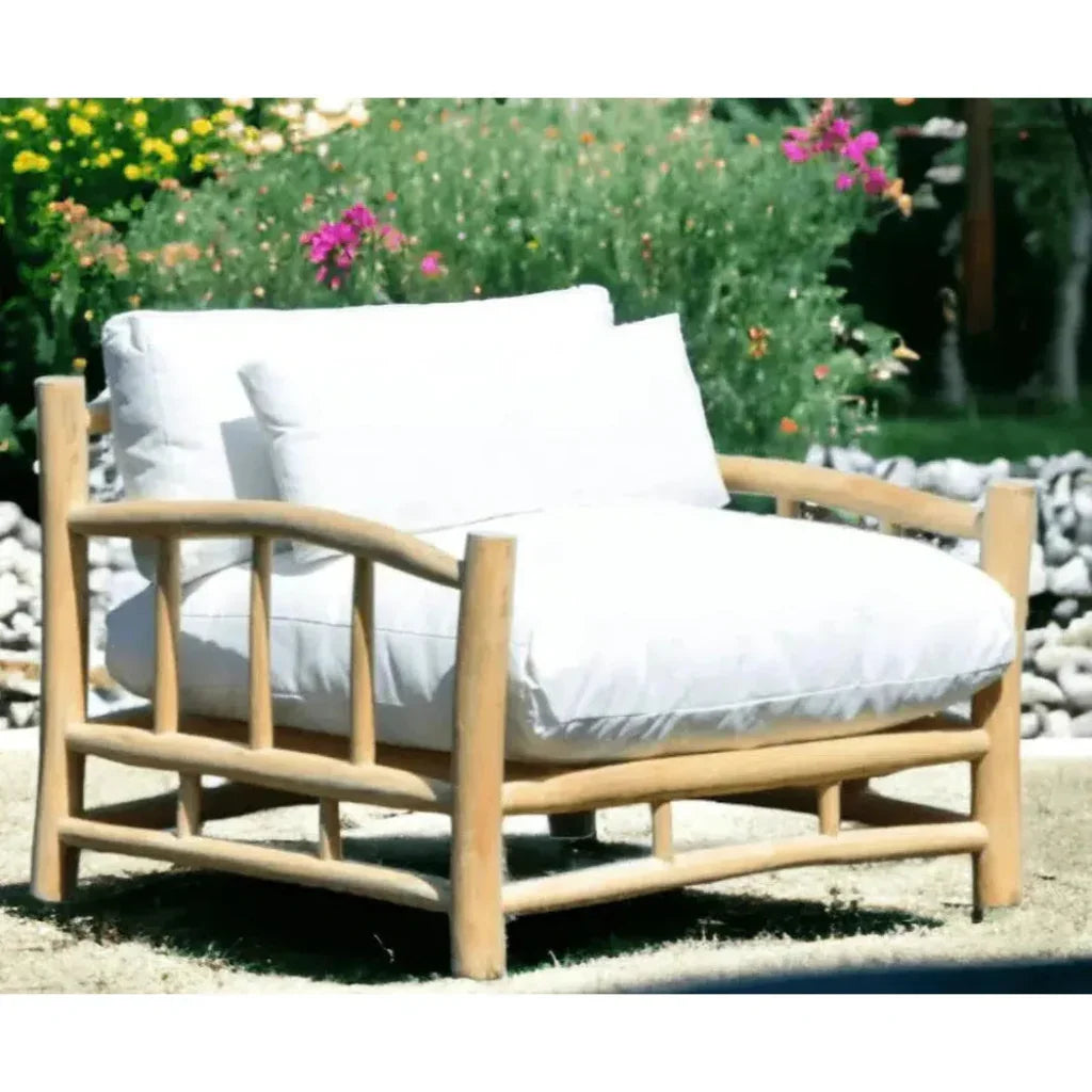 Bali Outdoor Patio Lounge Chair Teak Olefin Cushion-Outdoor Lounge Chairs-Artesia-LOOMLAN