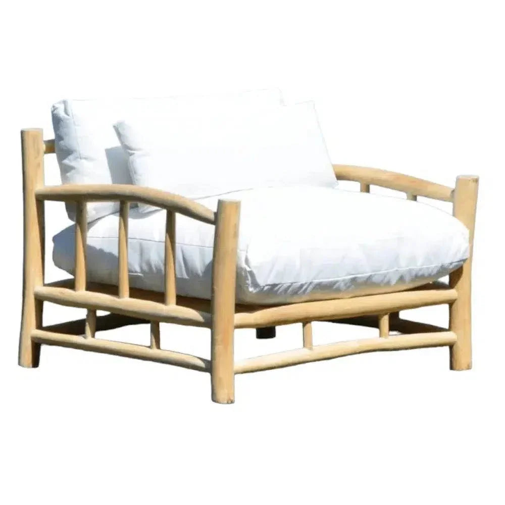 Bali Outdoor Patio Lounge Chair Teak Olefin Cushion-Outdoor Lounge Chairs-Artesia-LOOMLAN