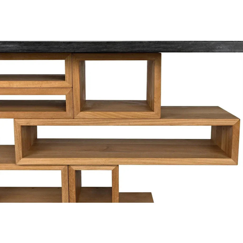 Balin Wood and Marble Console Table - LOOMLAN - Noir - Console Tables