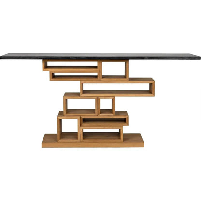 Balin Wood and Marble Console Table - LOOMLAN - Noir - Console Tables