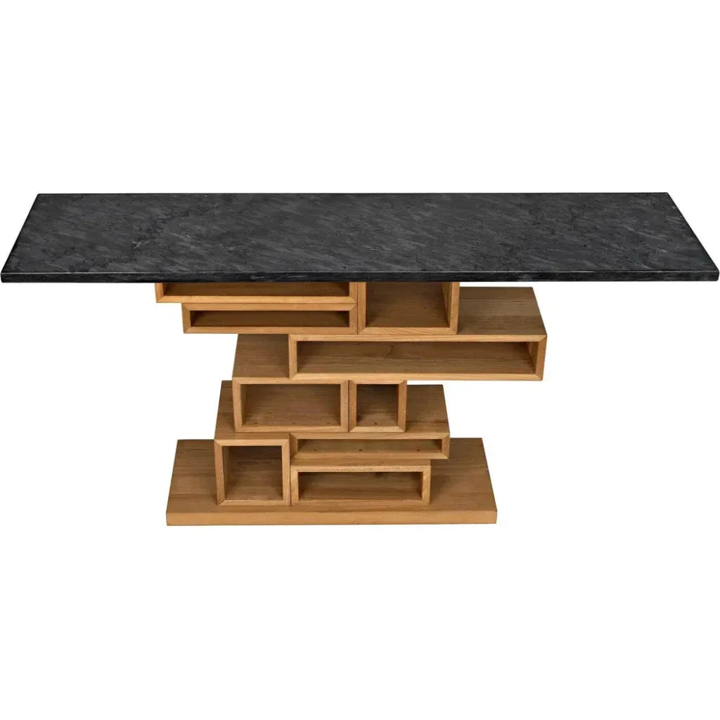 Balin Wood and Marble Console Table - LOOMLAN - Noir - Console Tables