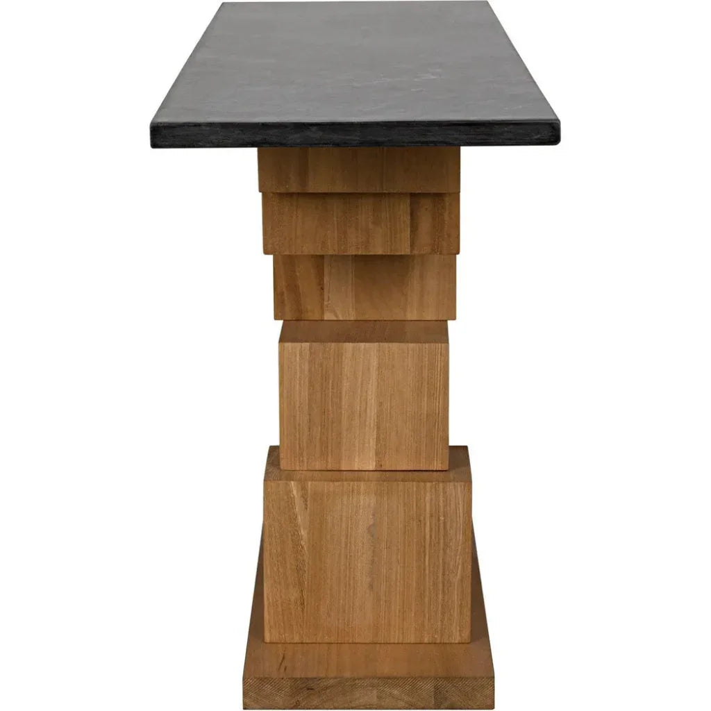 Balin Wood and Marble Console Table - LOOMLAN - Noir - Console Tables