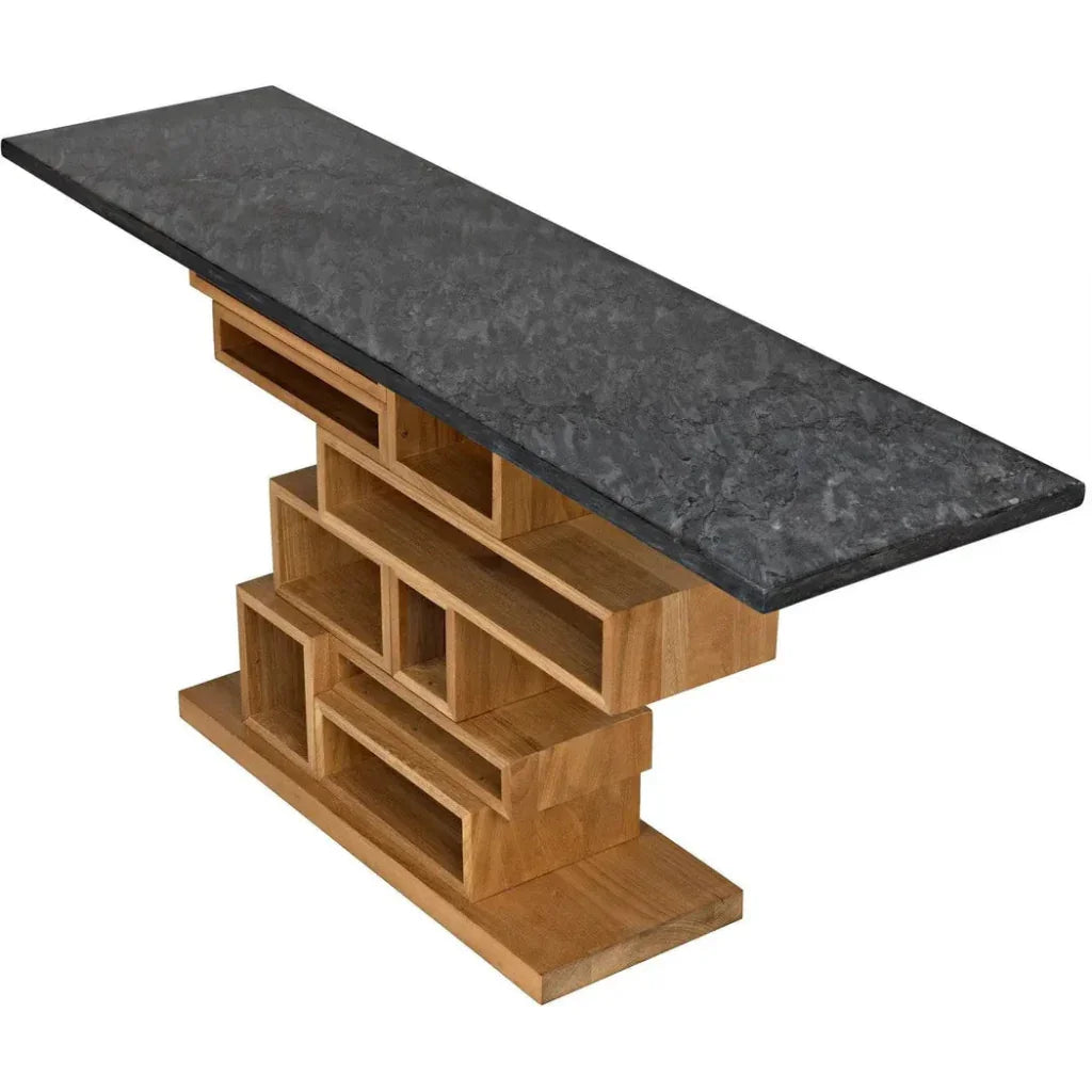 Balin Wood and Marble Console Table - LOOMLAN - Noir - Console Tables