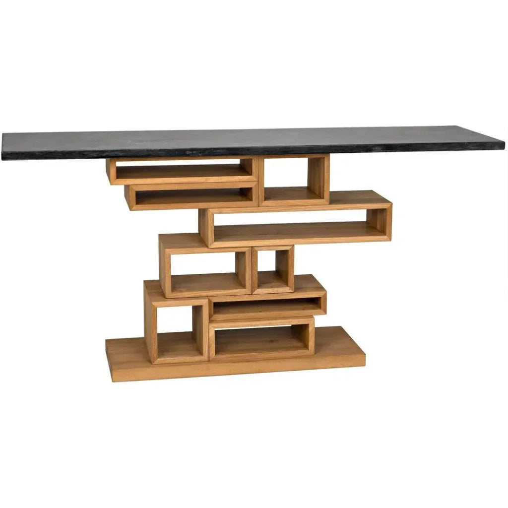 Balin Wood and Marble Console Table - LOOMLAN - Noir - Console Tables