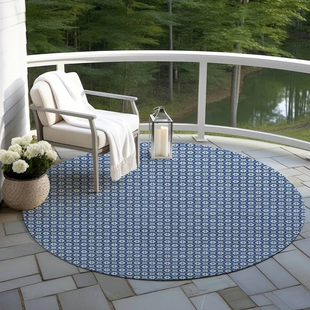 Ballara Blue Washable Indoor - Outdoor Rug - LOOMLAN - LOOMLAN Rugs - Outdoor Rugs