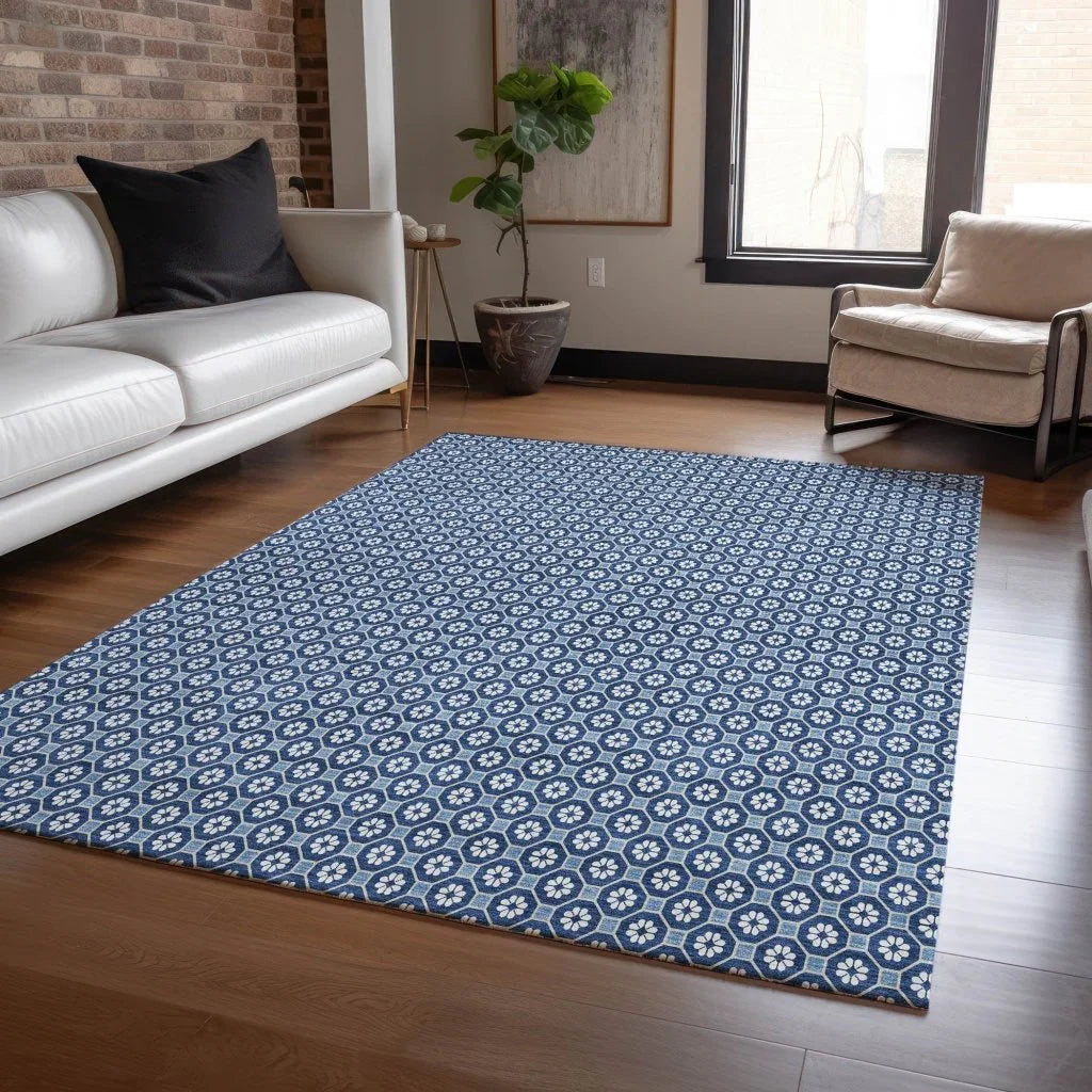 Ballara Blue Washable Indoor - Outdoor Rug - LOOMLAN - LOOMLAN Rugs - Outdoor Rugs