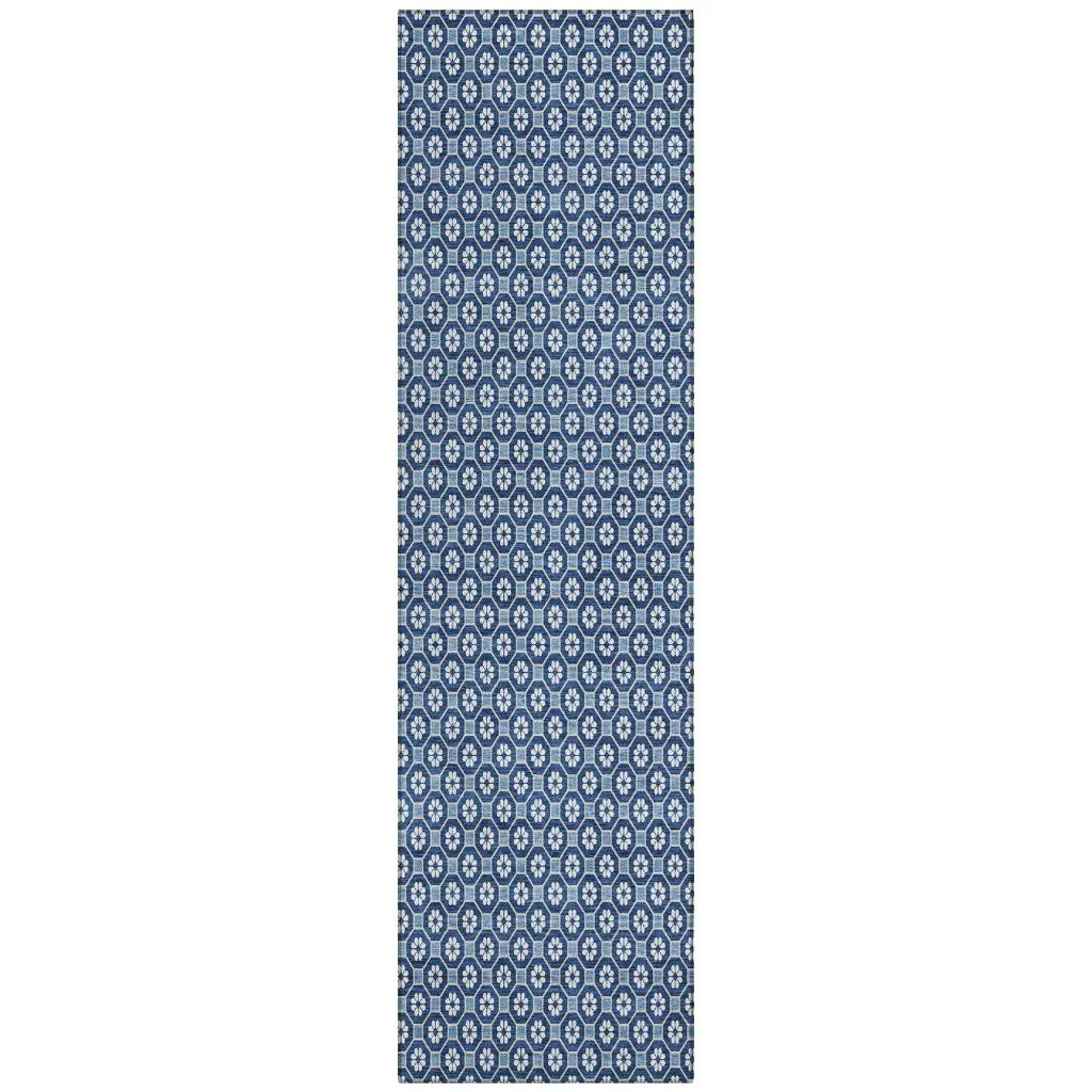 Ballara Blue Washable Indoor - Outdoor Rug - LOOMLAN - LOOMLAN Rugs - Outdoor Rugs