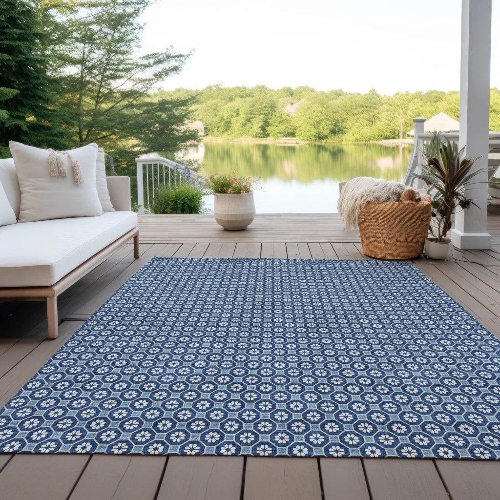 Ballara Blue Washable Indoor - Outdoor Rug - LOOMLAN - LOOMLAN Rugs - Outdoor Rugs