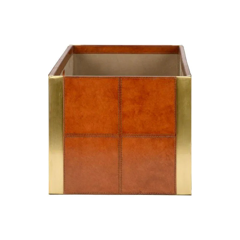 Ballard Cognac Leather Magazine Holder - LOOMLAN - Wildwood - Boxes & Bowls