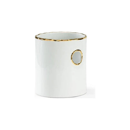 Bamboo White Glazed Porcelain Cachepot - LOOMLAN - Chelsea House - Planters