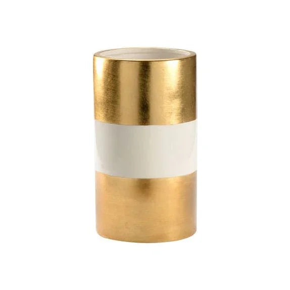 Banded Ceramic White Vase - LOOMLAN - Chelsea House - Vases & Jars