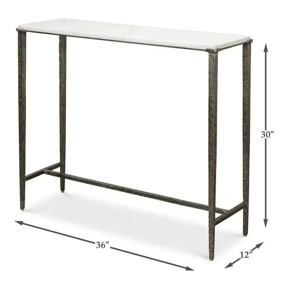 Banswara Console Table White Marble - LOOMLAN - Sarreid - Console Tables