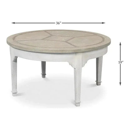 Barbera Vineyards Round Coffee Table Two Tone Wood - LOOMLAN - Sarreid - Coffee Tables