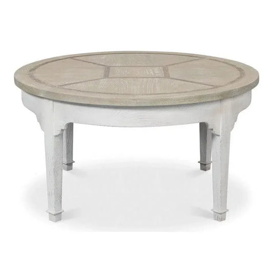 Barbera Vineyards Round Coffee Table Two Tone Wood - LOOMLAN - Sarreid - Coffee Tables