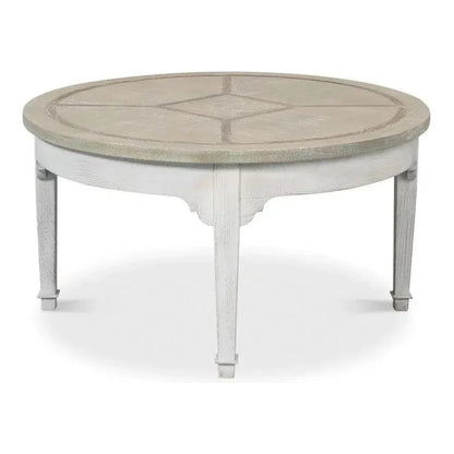 Barbera Vineyards Round Coffee Table Two Tone Wood - LOOMLAN - Sarreid - Coffee Tables