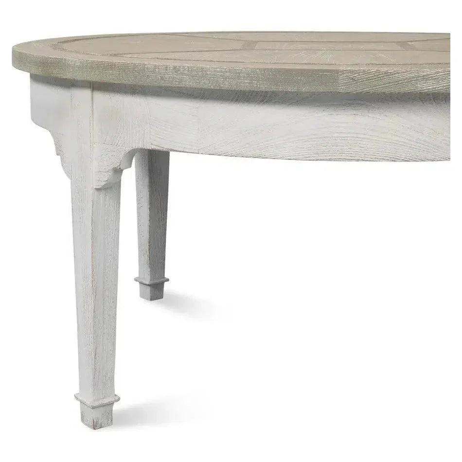 Barbera Vineyards Round Coffee Table Two Tone Wood - LOOMLAN - Sarreid - Coffee Tables