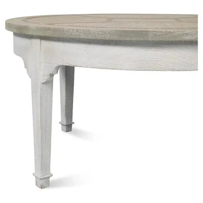 Barbera Vineyards Round Coffee Table Two Tone Wood - LOOMLAN - Sarreid - Coffee Tables