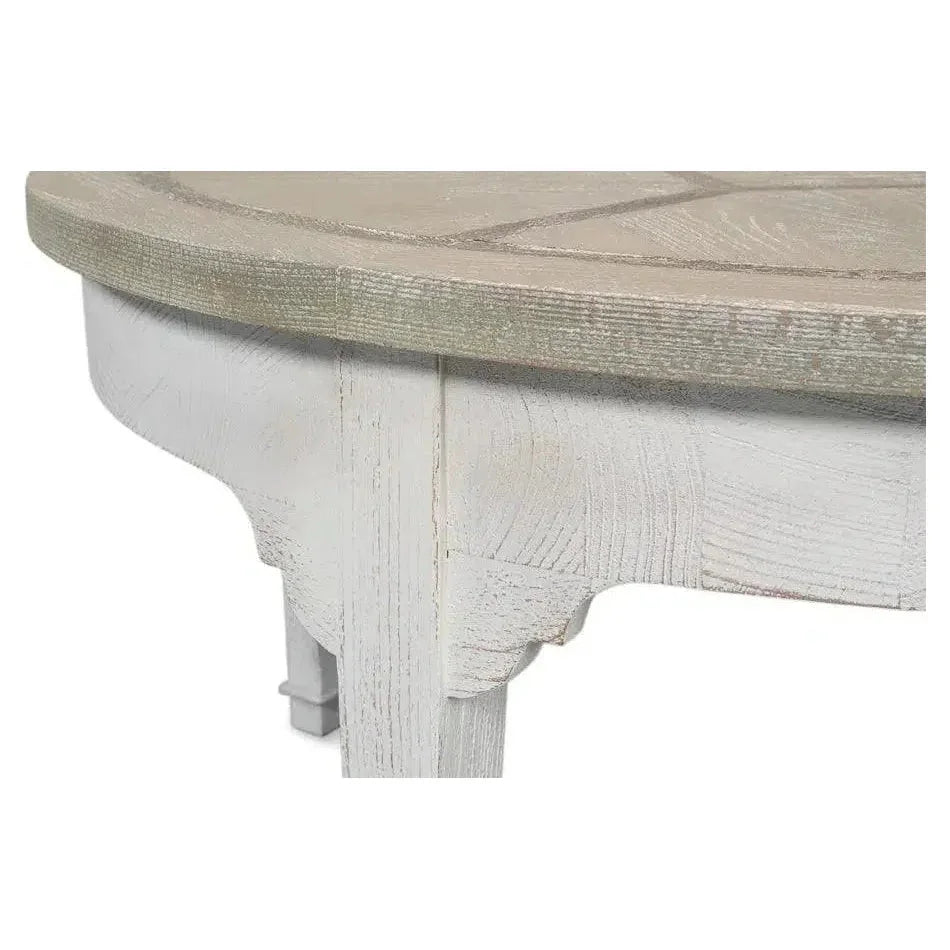 Barbera Vineyards Round Coffee Table Two Tone Wood - LOOMLAN - Sarreid - Coffee Tables