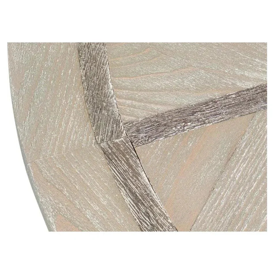 Barbera Vineyards Round Coffee Table Two Tone Wood - LOOMLAN - Sarreid - Coffee Tables