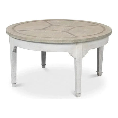 Barbera Vineyards Round Coffee Table Two Tone Wood - LOOMLAN - Sarreid - Coffee Tables