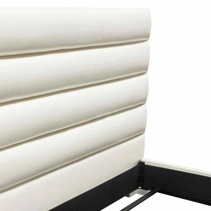 Bardot Channel Tufted White Leather Bed - LOOMLAN - Diamond Sofa - Beds