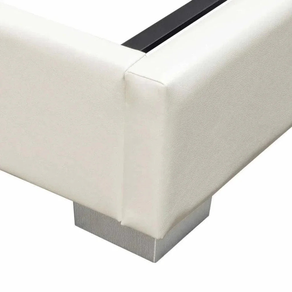 Bardot Channel Tufted White Leather Bed - LOOMLAN - Diamond Sofa - Beds