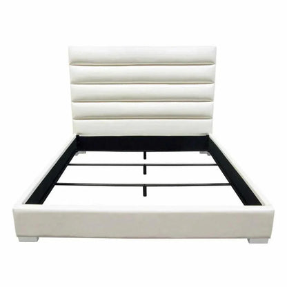 Bardot Channel Tufted White Leather Bed - LOOMLAN - Diamond Sofa - Beds