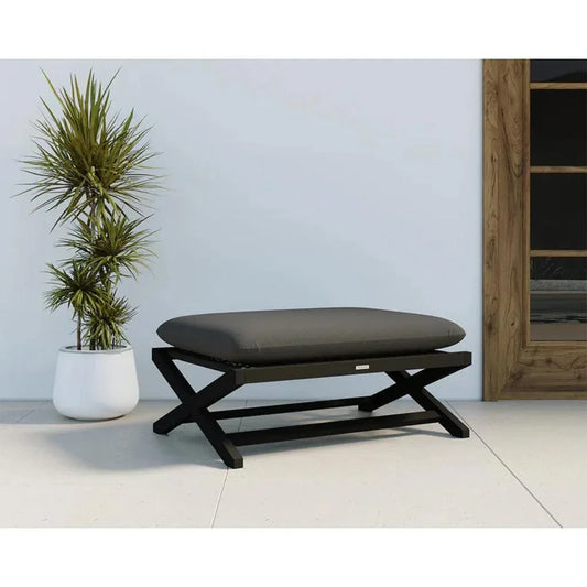 Bari Fabric Modern Stool-Outdoor Ottomans-SUNPAN-LOOMLAN
