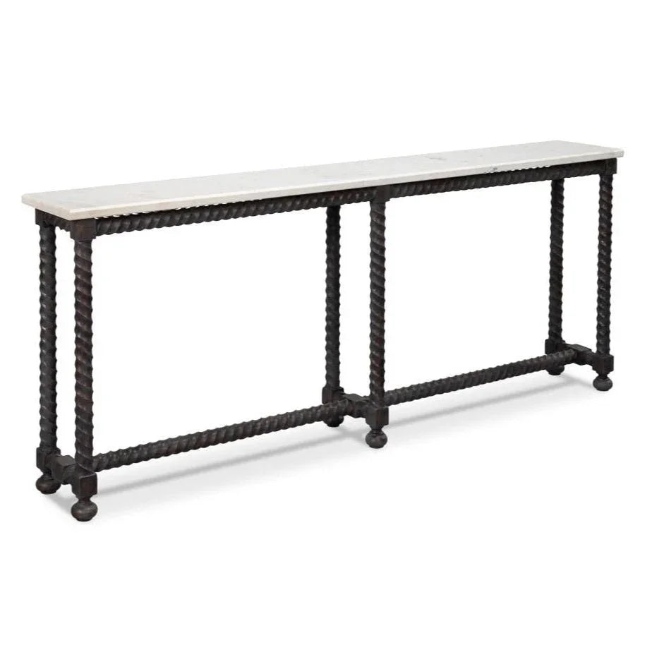 Barley White Banswara Marble Top Console Table - LOOMLAN - Sarreid - Console Tables