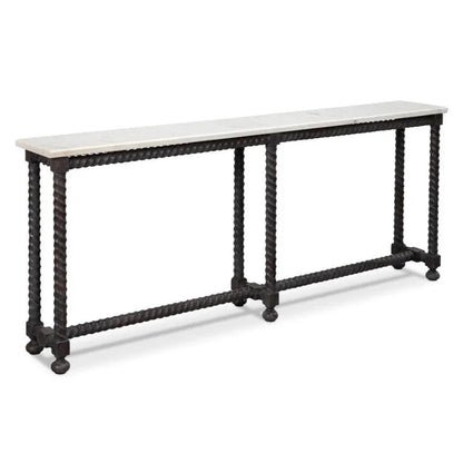 Barley White Banswara Marble Top Console Table - LOOMLAN - Sarreid - Console Tables