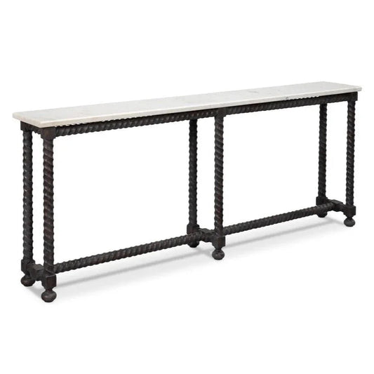 Barley White Banswara Marble Top Console Table - LOOMLAN - Sarreid - Console Tables