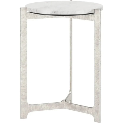 Barmas Marble and Aluminum Round Side Table - LOOMLAN - Zuo Modern - Side Tables