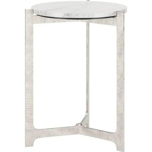 Barmas Marble and Aluminum Round Side Table - LOOMLAN - Zuo Modern - Side Tables