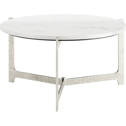 Barmas White and Silver Round Coffee Table - LOOMLAN - Zuo Modern - Coffee Tables