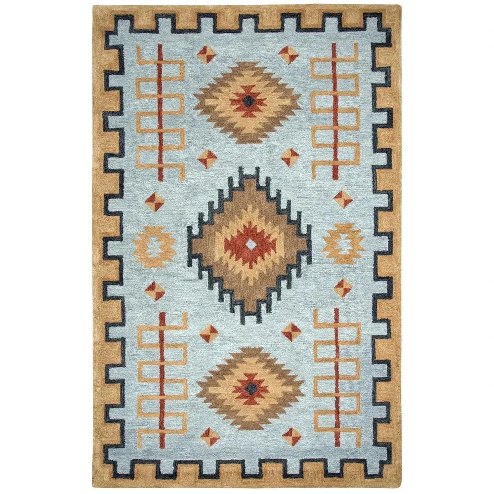 Barn Tribal Light Blue Large Area Rugs For Living Room - LOOMLAN - LOOMLAN - Area Rugs