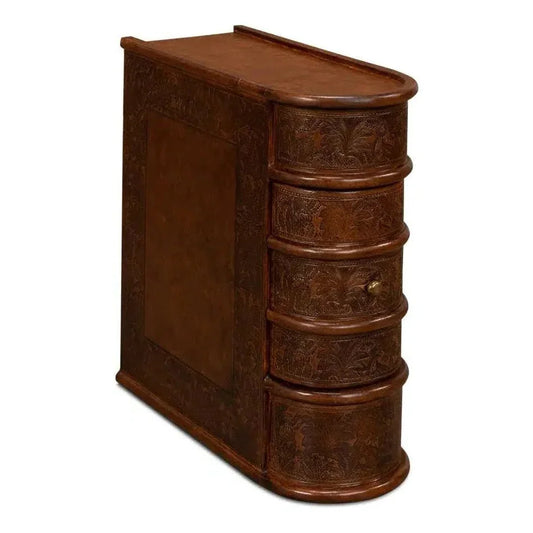 Barnes Leather Book Side Table - LOOMLAN - Sarreid - Side Tables