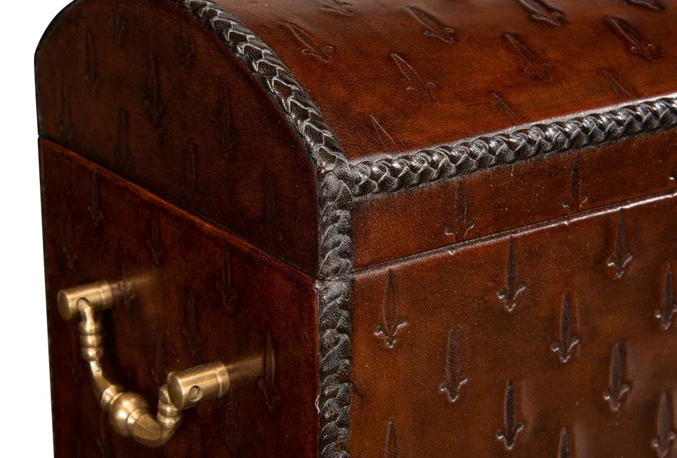 Baron's Reddish Brown Leather Box - LOOMLAN - Sarreid - Boxes & Bowls