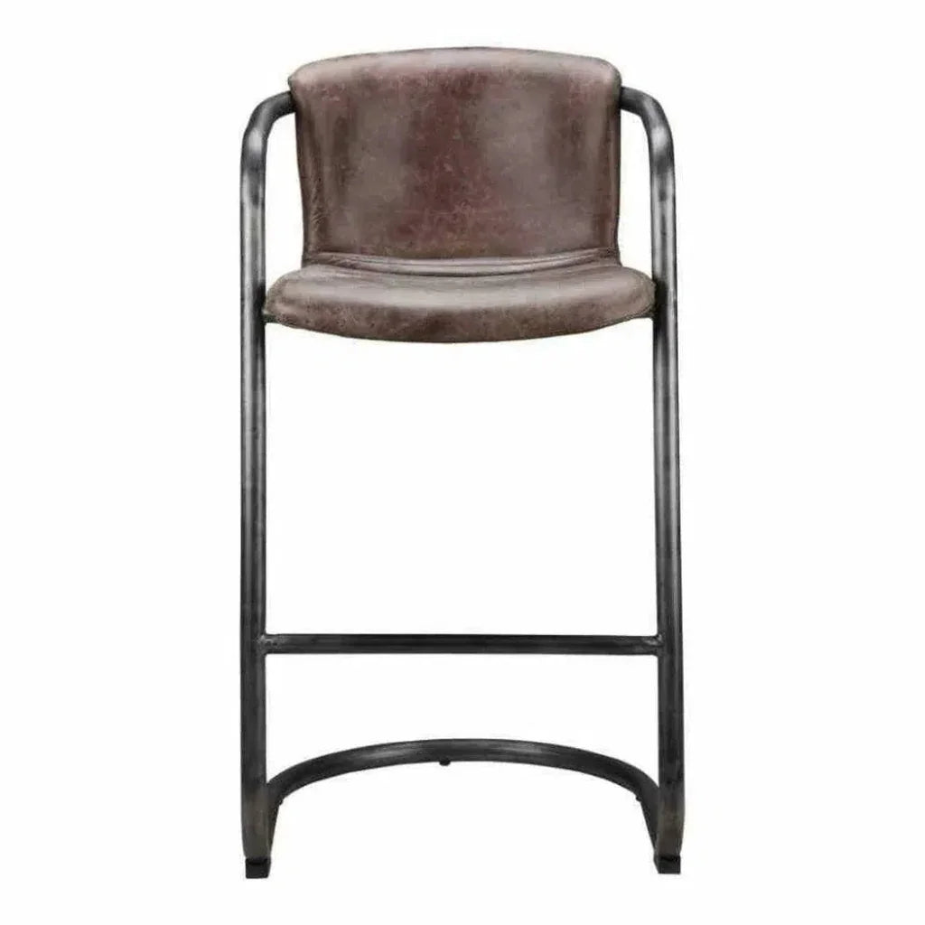 Barstool Leather Brown Set - LOOMLAN - Moe's Home - Bar Stools