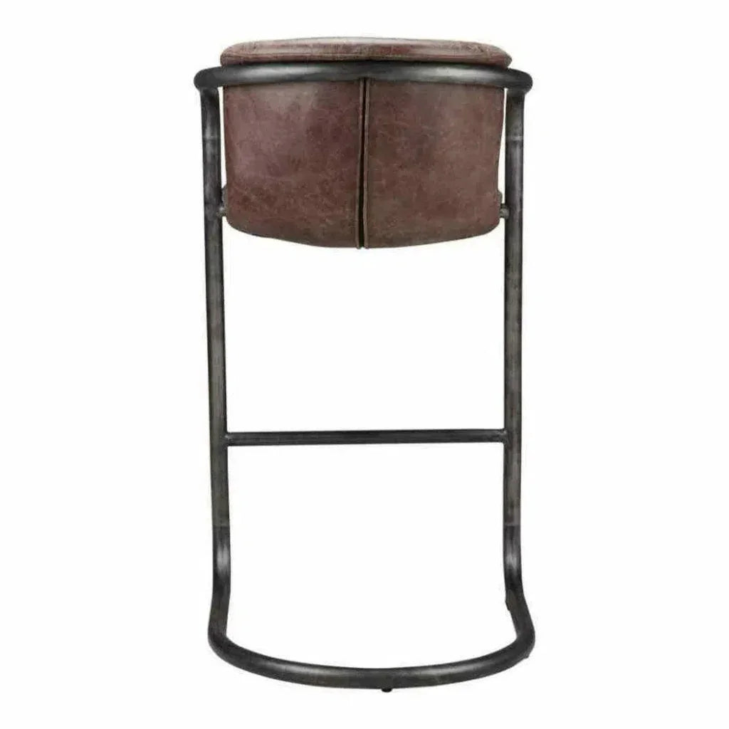 Barstool Leather Brown Set - LOOMLAN - Moe's Home - Bar Stools