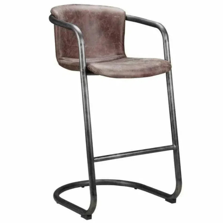 Barstool Leather Brown Set - LOOMLAN - Moe's Home - Bar Stools