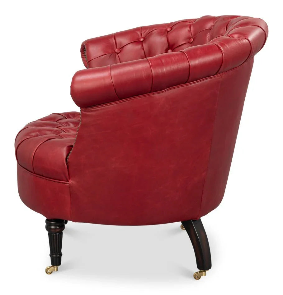 Bastian Top Grain Cow Leather Armchair - LOOMLAN - Sarreid - Club Chairs