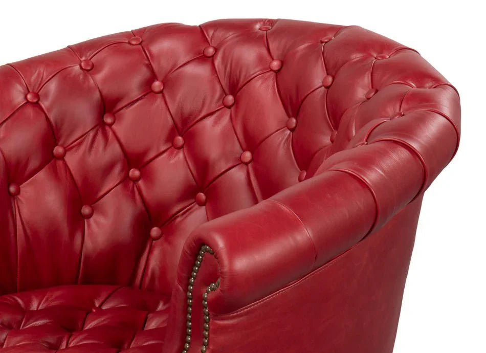 Bastian Top Grain Cow Leather Armchair - LOOMLAN - Sarreid - Club Chairs
